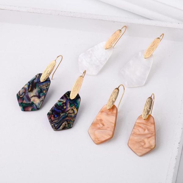 

simple acrylic plate drop earrings marbling geometric ear drops for women office new arrival fashion jewelry, Silver