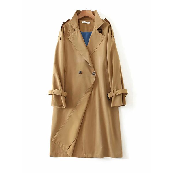 

women's down & parkas vintage button- women trench coats 2021 spring casual ladies dust fashion office female long coat loose girls jac, Black