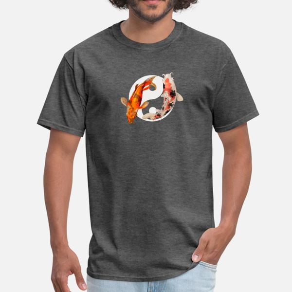 

koi fish yin yang carp pond t shirt men printing cotton crew neck trend loose fashion spring letters shirt