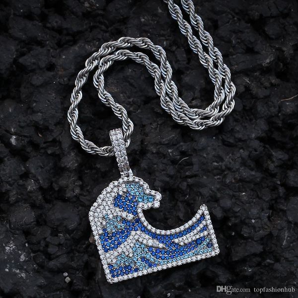 

Coloured Zircon Pendant Surfing Hip Hop Accessories Micro-zircon 24inch Necklace Superior Quality Men's Jewellery Hot New