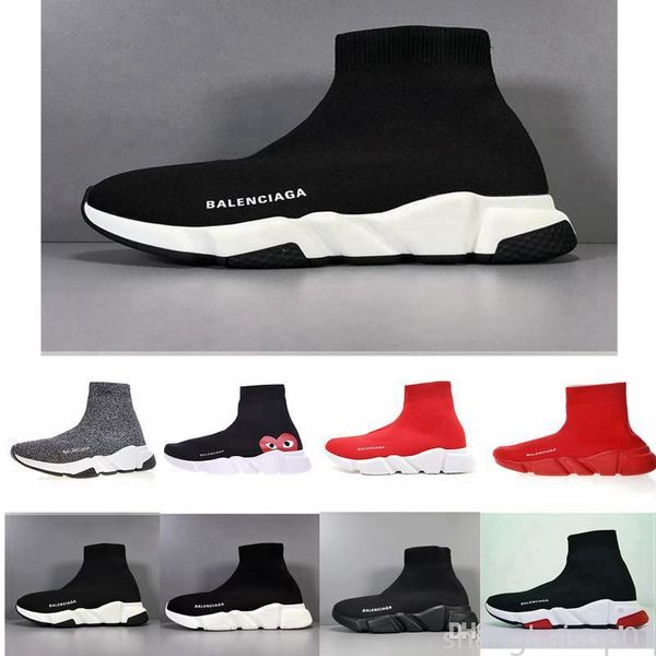 

2019 Quality Speed Trainer Socks shoes for men women Triple black white red Casual shoes Fashion Sneakers ankle us 40-45 s01