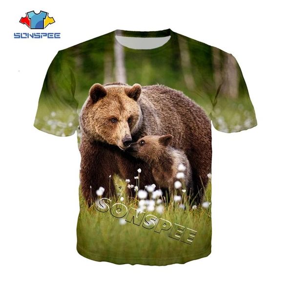 

summer men polar bear print forest design sportswear 3d print shirts oversized anime horror men clothing