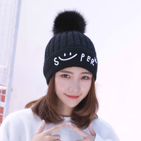 

2008 autumn and winter korean edition fashion wool cap ear protective and warm wool ball knitted cap thickened, Blue;gray