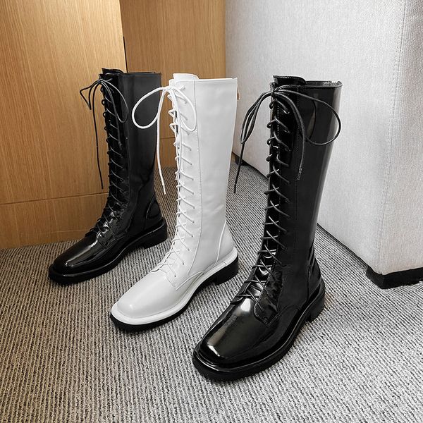 

qzyerai new winter 100% genuine leather knee boots women boots motorcycle female warm women shoes, Black