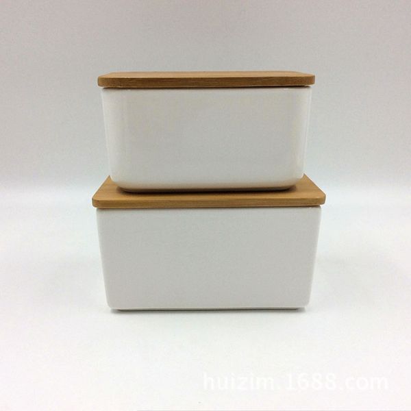 

storage bottles & jars 1pc square porcelain butter dish airtight simple keeper with lid kitchen container nds