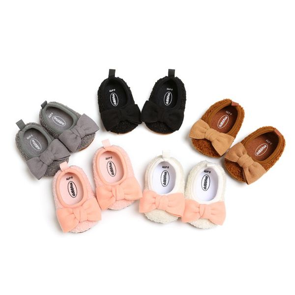 

newborn baby cashmere warm sole shoes boy girl first walker princess bowknot fringe toddler baby casual crib shoes moccasins