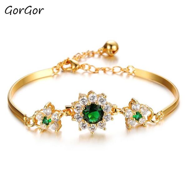 

gorgor women fashion bracelet rhinestone floral lobster buckle copper alloy ladies luxury bohemia wristband link chains 436, Black