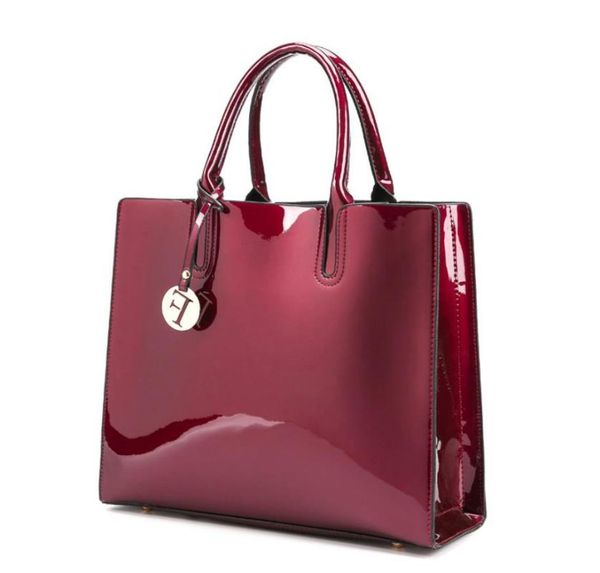 

glossy patent leather women shoulder bags fashion design banquet evening handbag brand large female bag shopping totes