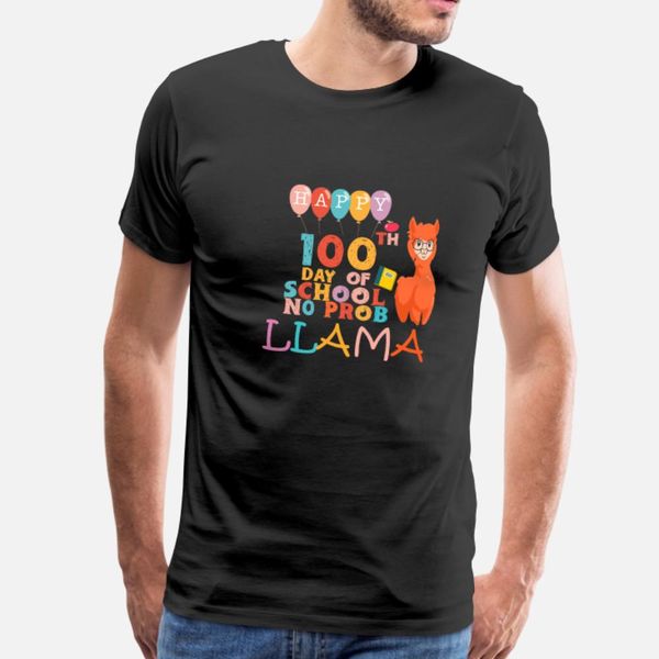 

happy 100 days of school no prob llama t shirt men design cotton euro size s-3xl pattern crazy basic spring autumn outfit shirt