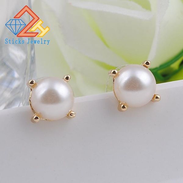 

stud trendy elegant created big simulated pearl earrings pearls string statement for wedding party gift, Golden;silver
