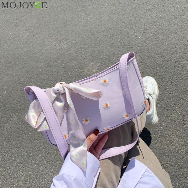 

creative women daisy handbag bow ribbon totes pu classic texture delicate design chic female elegant underarm shoulder bags