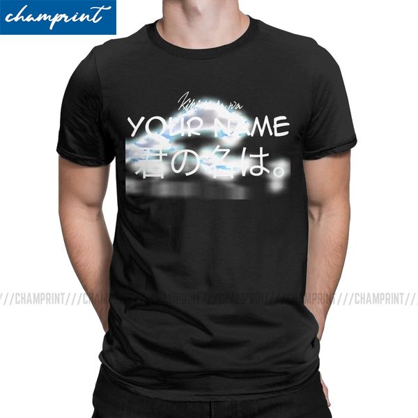 

мужчины t-shirt ваше имя высокий чистый хлопок майка с коротким рукавом kimi нет na wa anime футболка круглым воротом tops новое прибытие