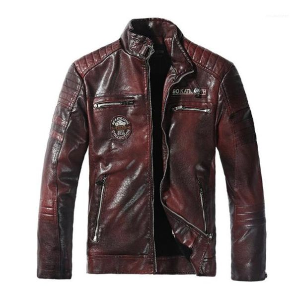 

кожаные куртки осень mens printed пальто кожа pu mens байкер куртки воротник стойка с длинным рукавом толстые конструктора mens, Black