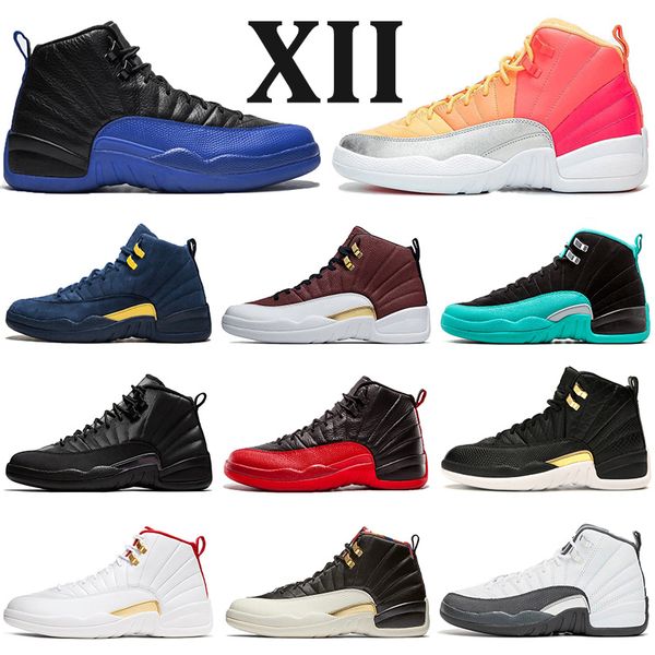 

basketball shoes 12 12s dark drey punch jumpman xii fiba flu game reverse taxi royal black ovo white mens sports sneakers