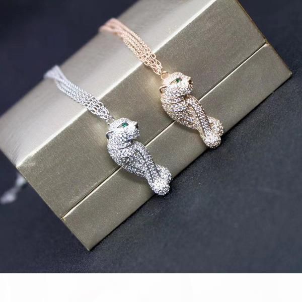

new cz diamond paved animal pendants necklaces designer 18k rose white gold plated party jewelry for women or men, Silver