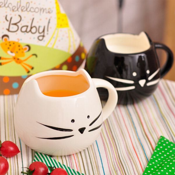 

300ml cat shape coffee cup black and white mugs special lover cups,jsf-cups-029