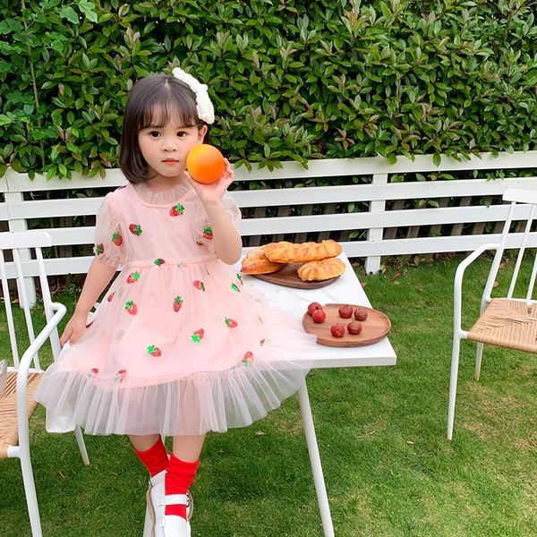 

2020 summer new sweet cute princess strawberry princess dress dress girls strawberry gauze skirt kq7hl, Black;gray