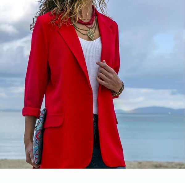 

fashion autumn women suit casual solid long sleeve blazers style slim office lady business jacket blazer mujer, White;black