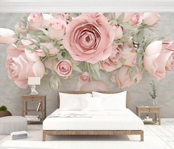 

embossed floral wall mural wall paper 3d flowers canvas print paper contact p wallpaper custom papel de parede