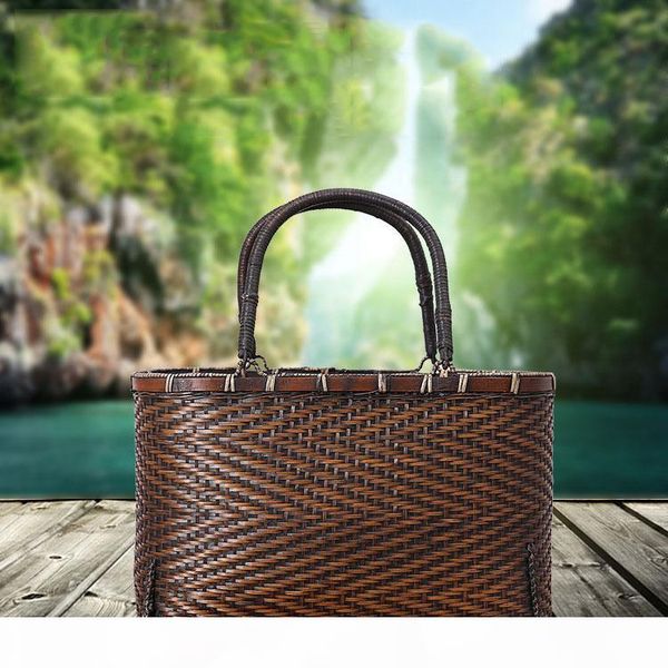 

designer-protection bags handmade bamboo woven bag retro portable woven bag original bamboo woven bag natural green environmental prote