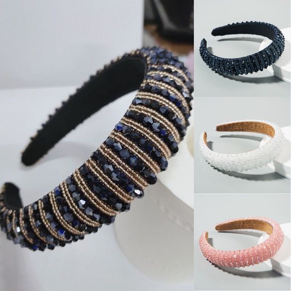 

shipping padded rhinestones headbands full crystal hair bands women shiny diamond headband fashion black hair jewelry gift bwc884, Silver