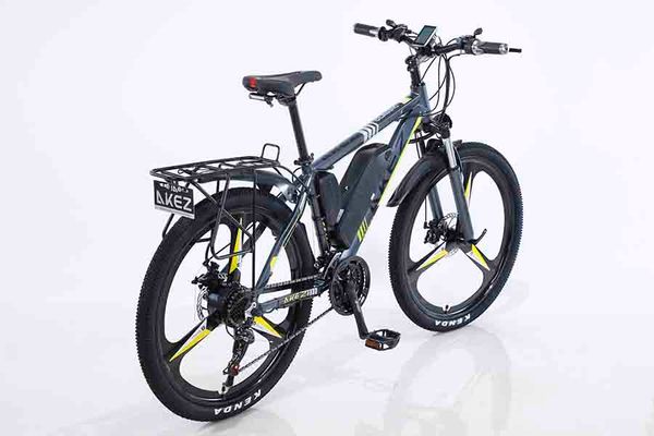 

2020akez 26 inch 21 speed 36v10ah dual disc brake lcd liquid crystal display high carbon steel electric bicycle, Silver;blue