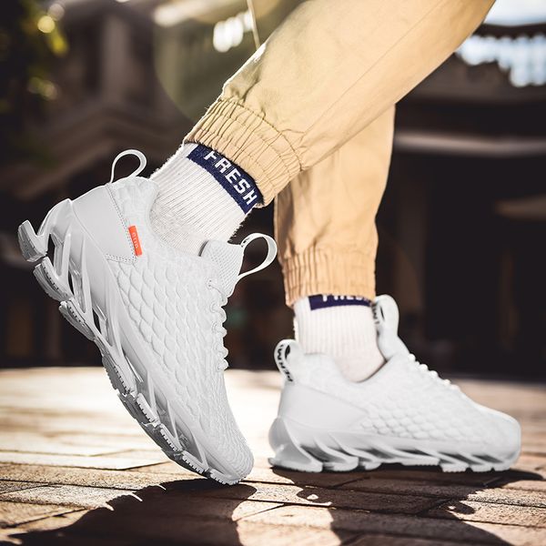 

lightweight running shoes men white fashionable sports shoes lace up men's sneakers blade sport male mesh athletic shoe d1