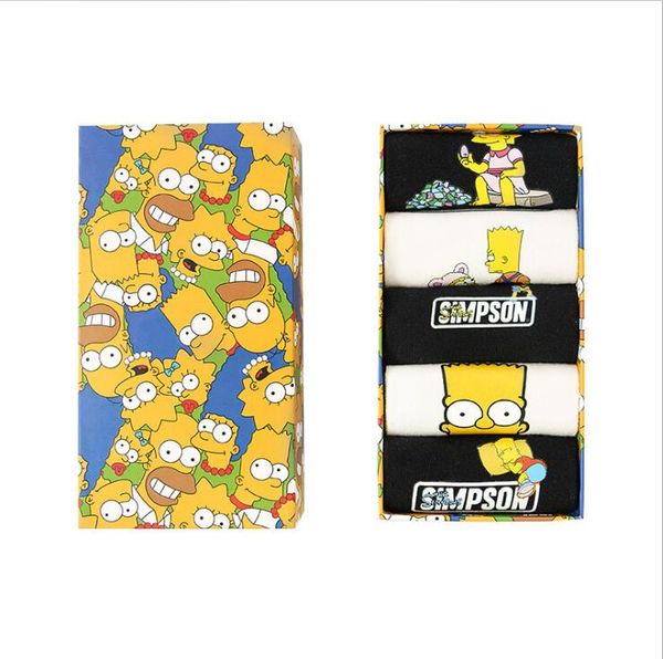 

fashion sports socks five pairs/box cartoon comic printing student outdoor sports leisure cyding socks breathing and weating, Black