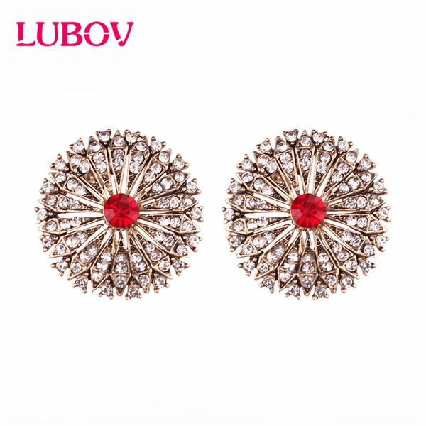 

lubov new arrivals anti gold love carved natural zircon big stud earrings women hollow wedding party fine texture jewelry, Golden;silver