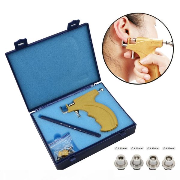 

professional ear stud earring piercing gun tools kit body piercing gun set cj191116, Golden;silver