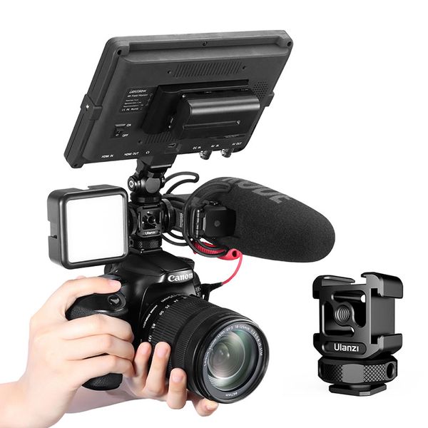 

ulanzi pt-12 dslr cold shoe mount adapter dslr monitor mount three cold shoe for led light microphone
