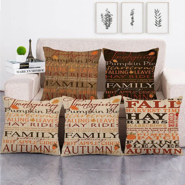 

45cm*45cm family writing design linen/cotton pillow covers sofa pillowcase cushion cover decorative pillows