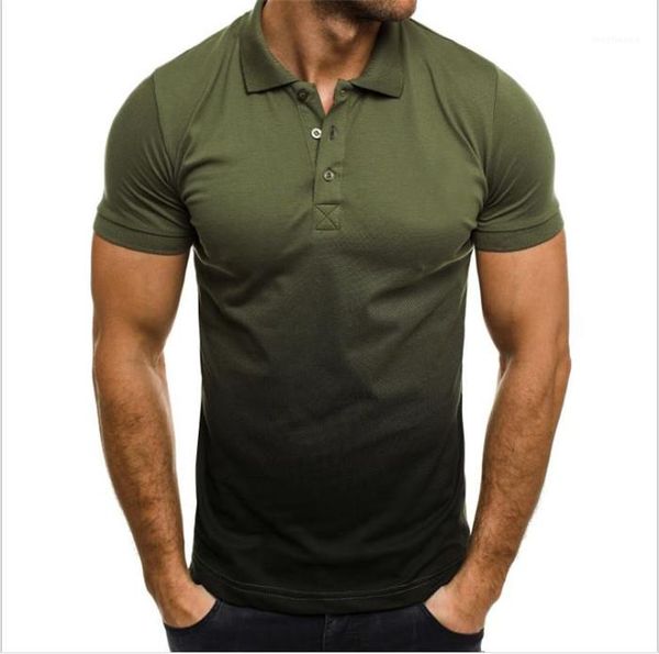 

gradient color lapel neck short sleeve slim man tees casual homme summer mens polos, White;black