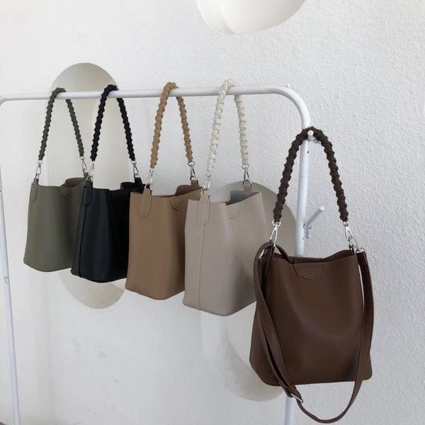 

soft face texture handbag temperament casual simple one shoulder diagonal bag large capacity bucket bag