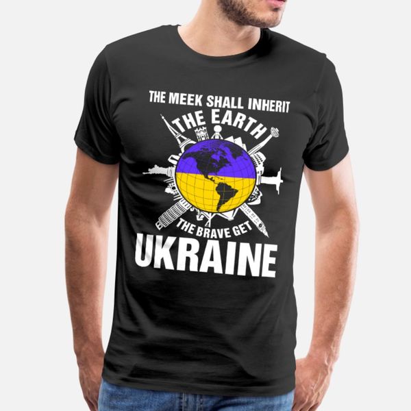 

the earth brave get ukraine t shirt men knitted cotton o-neck solid color fit casual summer style family shirt