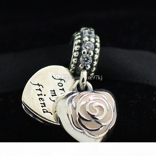

2015 сердце мотаться charm 925 стерлингового серебра из бисера с розовой эмалью и clear cz подходит для европейских pandora ювелирных издели, Black