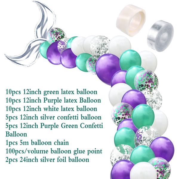 

42pcs mermaid balloon arch set mermaid tail balloon little mermaid party decorations supplies wedding girl birthday party decor