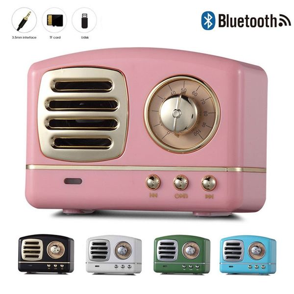 

jqaiq portable bluetooth speaker retro mini wireless speaker radio usb/tf card music player hifi subwoofer