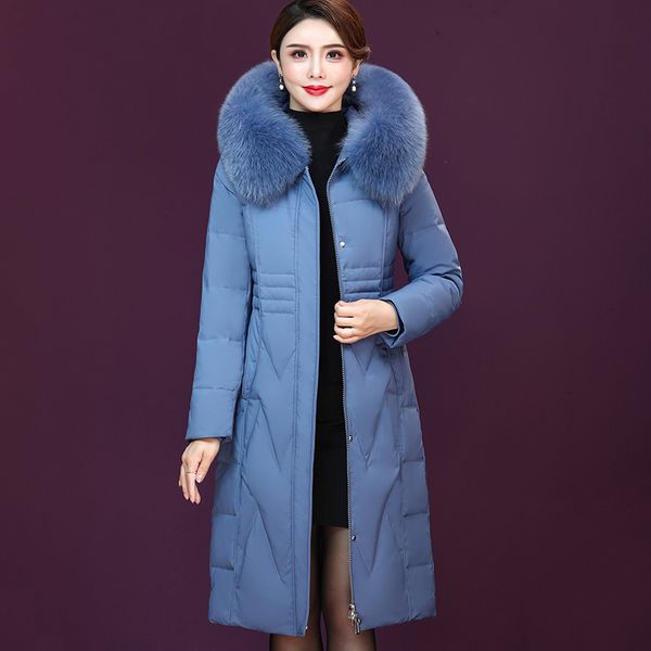 

women's down & parkas plus size -5x long jacket women real fur collar hooded winter causal coat female white duck coats, Black