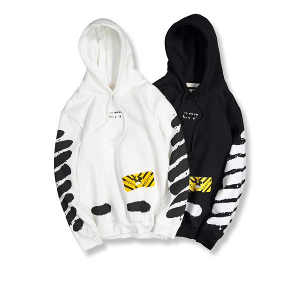 

designer hoodie off hoodies white mens luxury hoodie autumn and winter thick striped print sweater sale, Black