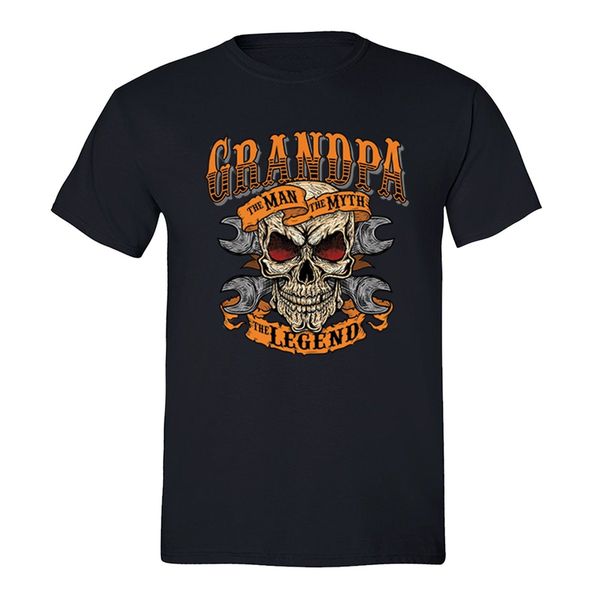 

2019 new men's grandpa legend tshirt man myth muertos skull day of the dead wrench t-shirt blk summer fashion