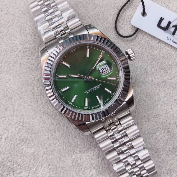 

u1 factory st9 126300 green dial datejust automatic movement 41mm men watch watches st9 jubilee strap stainless steel mens wristwatches, Slivery;brown