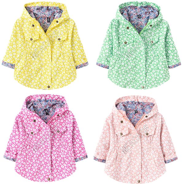

girl hooded clothes designers flora print coat with hood casual zipper jackets baby girls long sleeves 100-140cm d82006, Black;brown