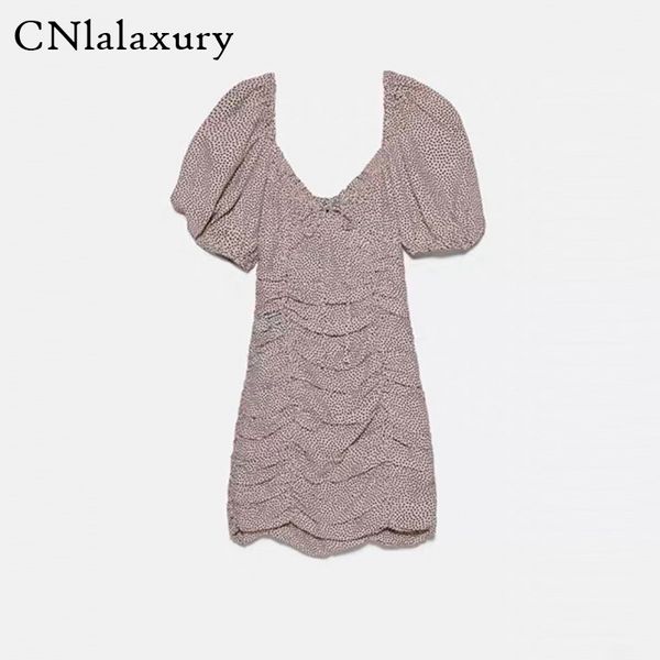 

vintage dot draped bodycon dress women v neck lantern sleeve mini dress summer romantic party dresses vestidos mujer, Black;gray