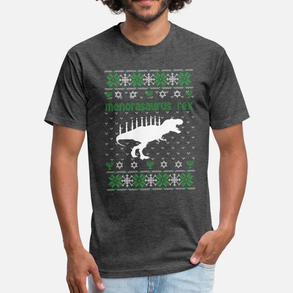 

funny hanukkah dinosaur menorah ugly product print t shirt men knitted tee shirt o neck cool fit funny summer outfit shirt
