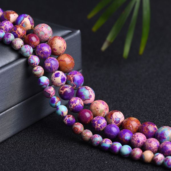 

4/6/8/10/12mm loose round purple blue imperial jasper beads for jewelry making sea sediment jasper stone beads diy, Black