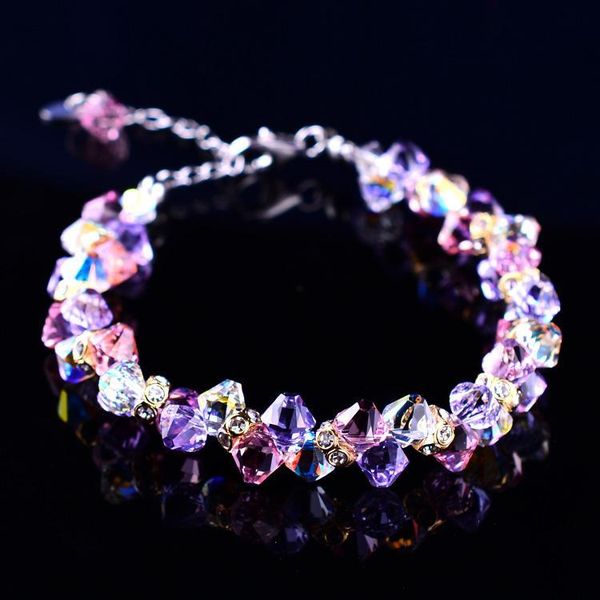 

austrian crystal amethyst lavender bracelet, Golden;silver