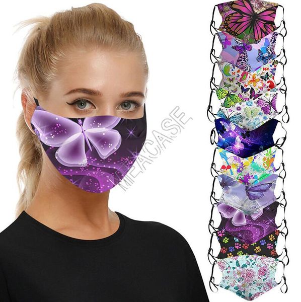 

designers face masks cotton fashion face mask new butterfly graffiti floral cartoon double layers washable reusable adjustable masks d82610, Blue