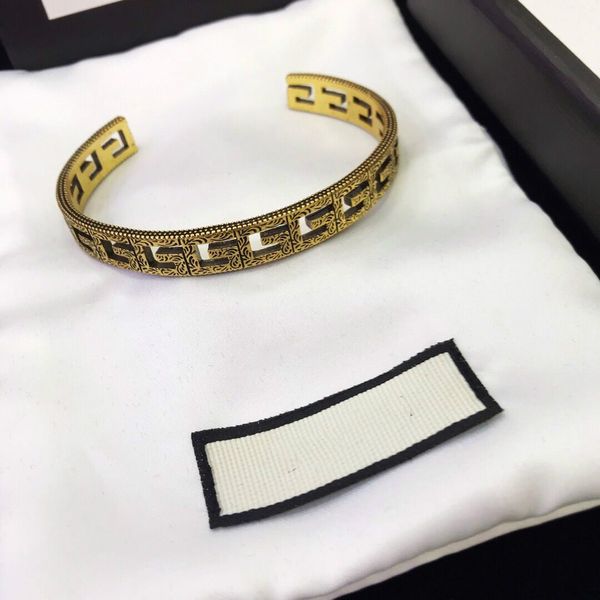 

2020 fashion designer jewelry women bracelets full letter bracelet vintage fashion designer cuff bracelet with box, Black