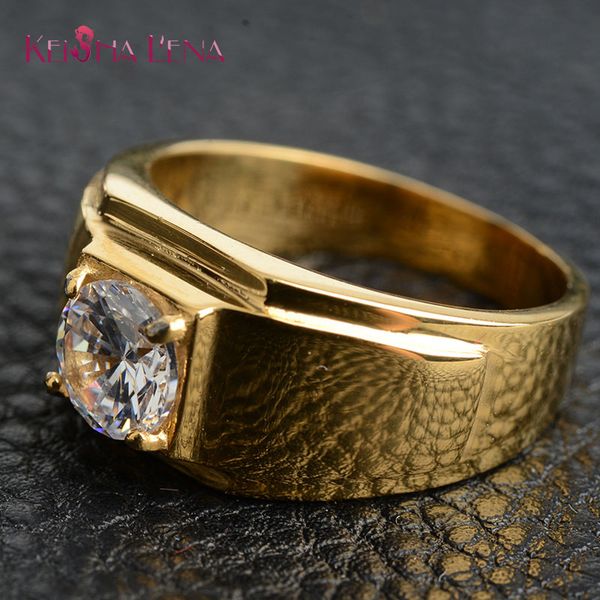 

wedding rings charm lovers stainless steel ring man fashion jewelry men's women's bijoux cubic zirconia engagement for, Slivery;golden